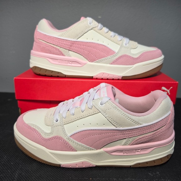 Puma Shoes - New Women 5.5 Puma Rebound Retro SD Jr 403273-01 Pink White Suede Basketball